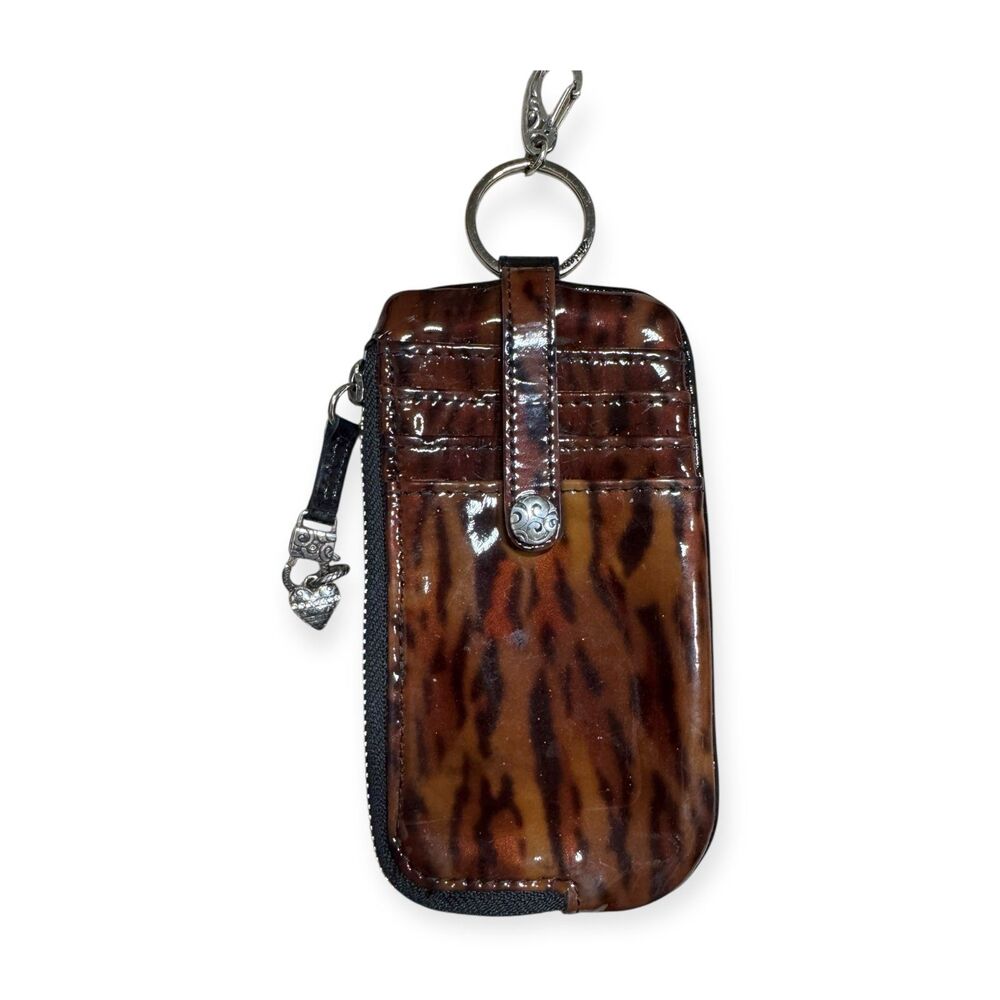 Brighton Twister Leopard Print Croco Patent Leather Key Chain Wallet Y2K Vintage